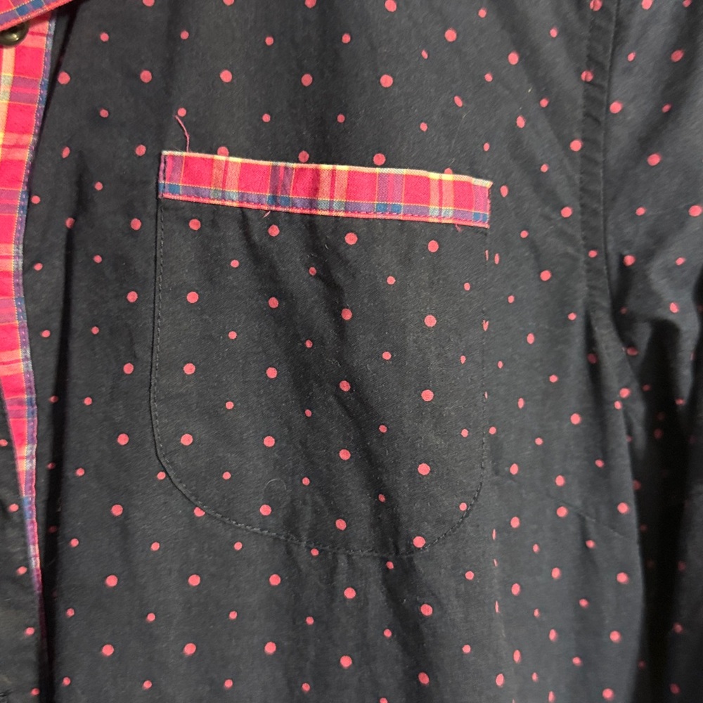 IZOD Mini Polka Dot Half Button Shirt Dress Size: L Length: 35” - Picture 3 of 9